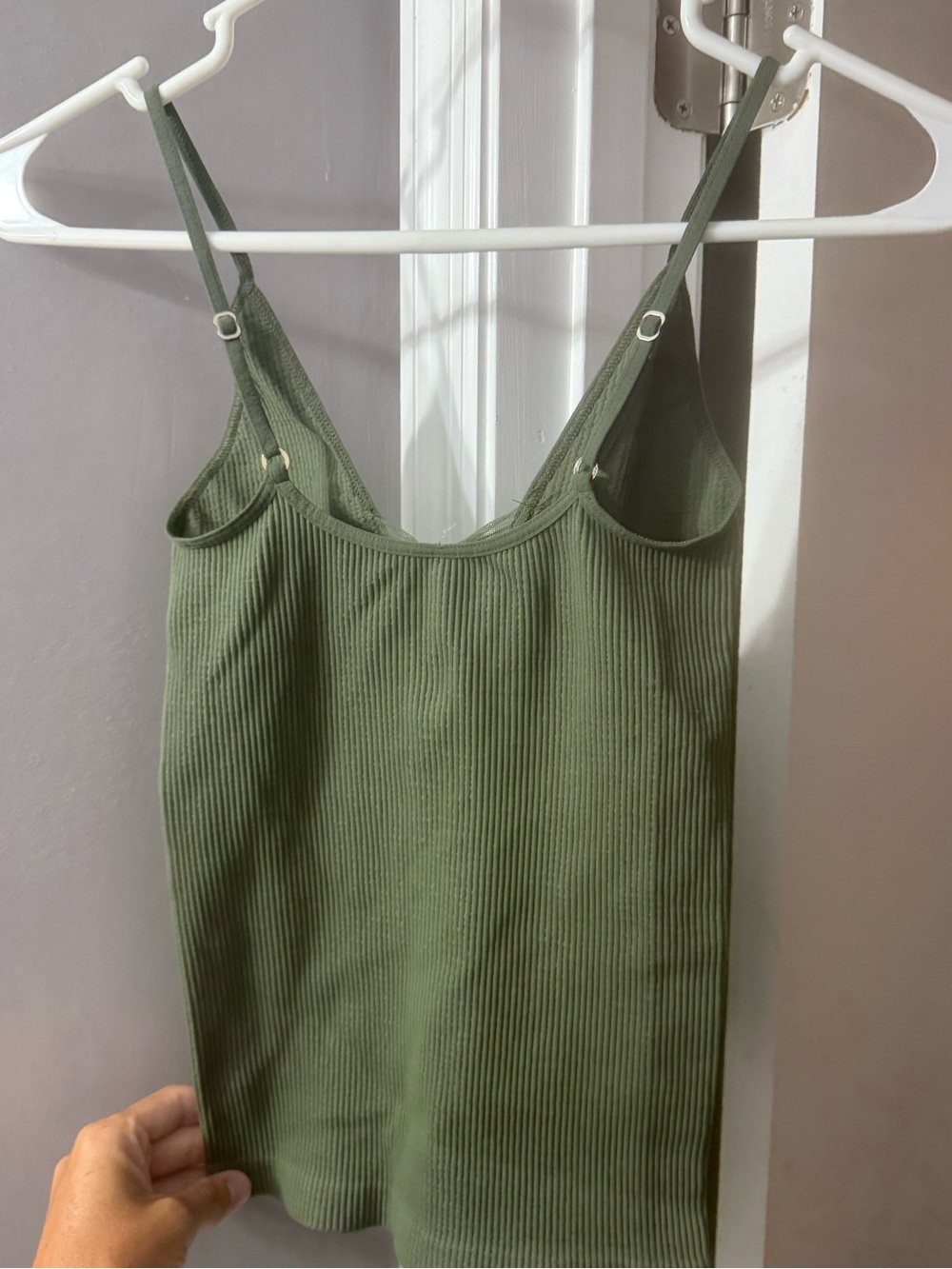 Free People Ribbed V-Neck Camisole in Olive - Picture 6 of 6